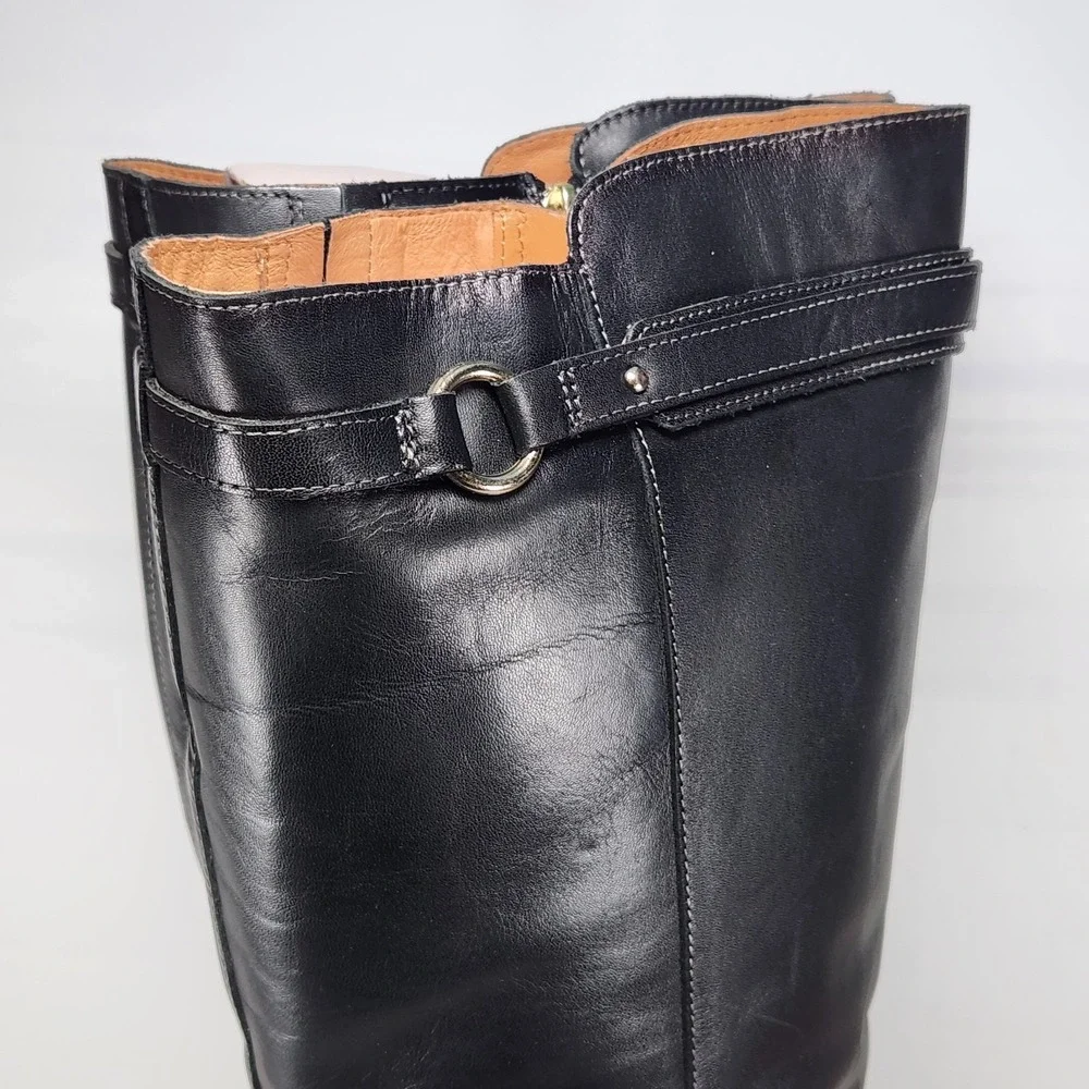 Pikolinos Aldaya Boots Women Size 10 Black Leather Tall Knee High Riding Straps